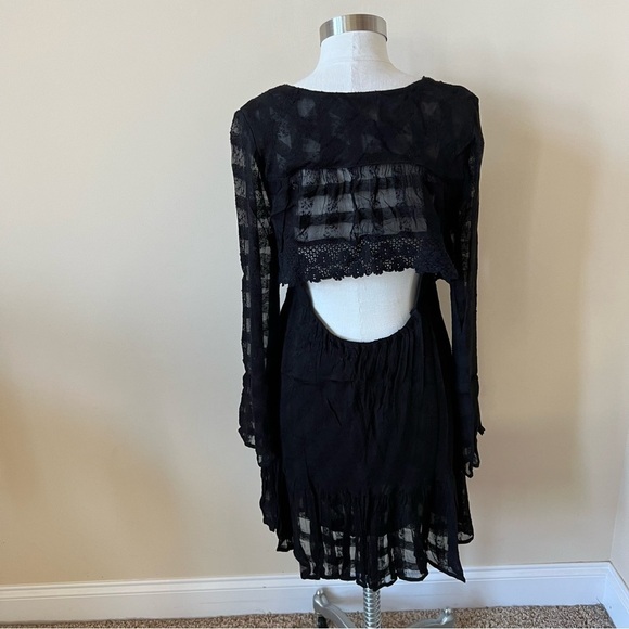 Free People lace trim gauze open back dress 958 - Picture 10 of 15